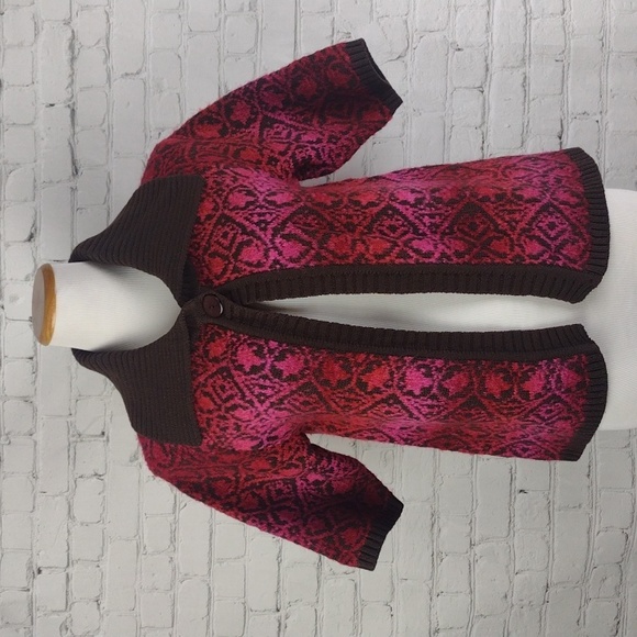  Jillian  Nicole Sweater Cardigan Pinks and Browns Size Small one button New - Picture 1 of 10